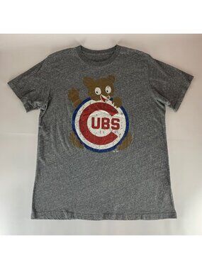 Chicago Cubs MLB Retro Gray Majestic Threads Short Sleeve Shirt Mens 2XL XXL